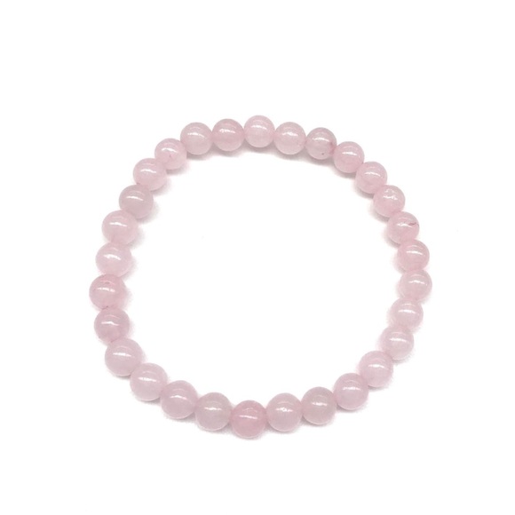 Rose Quartz Gemstone Beaded Stretch Bracelet - Picture 3 of 3